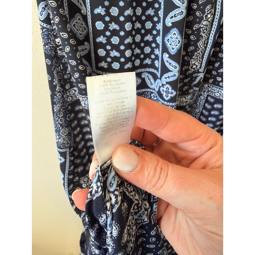Talbots Blue Paisley Patchwork Grandma‎ Handkerchief Print Sleeveless Maxi Dress - Picture 8 of 8